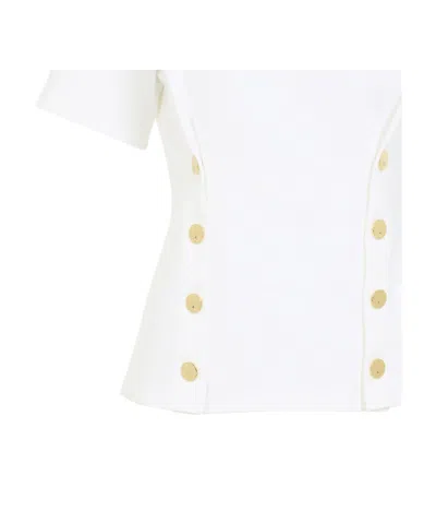 Elisabetta Franchi Button Embellished T-shirt In White
