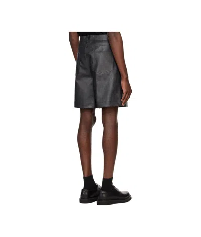 System Grainy Faux Leather Shorts In Black