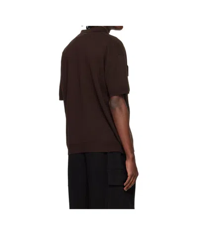 System Wool Blend Short-sleeved Polo Shirt In Brown