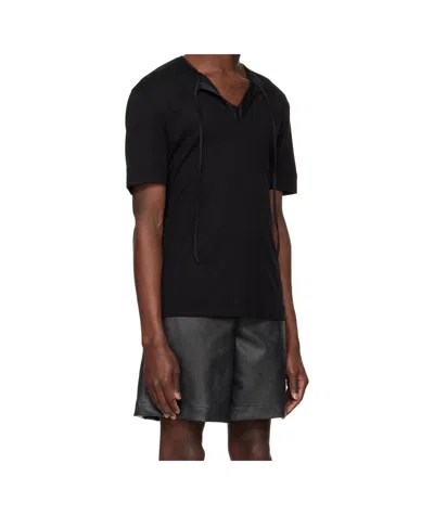 System Tie-up Short-sleeved T-shirt In Black
