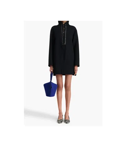 Khaite Lee Lace-up Long Sleeve Double Face Crepe Dress In Black