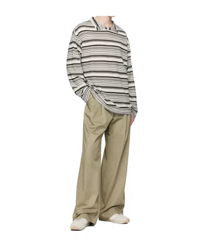System Wide-leg Twill Casual Pants In Neutral