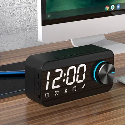Padway Alarm Clock Sound Dual Alarm Clock Display Speaker Fm Radio Call Function Stereo In Black