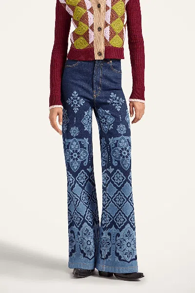 La Doublej Flare Jeans In Partenope Navy In Blue