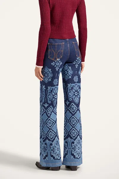 La Doublej Flare Jeans In Partenope Navy In Blue