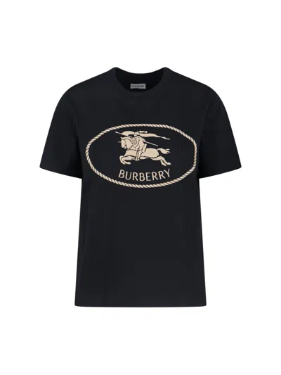 Burberry Black T-shirt With Equestrian Knight Design