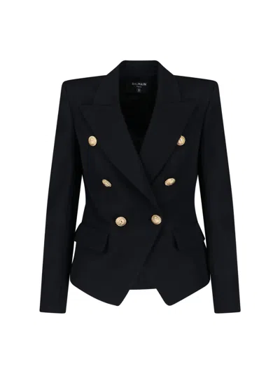 Balmain Double-breasted Blazer In Black