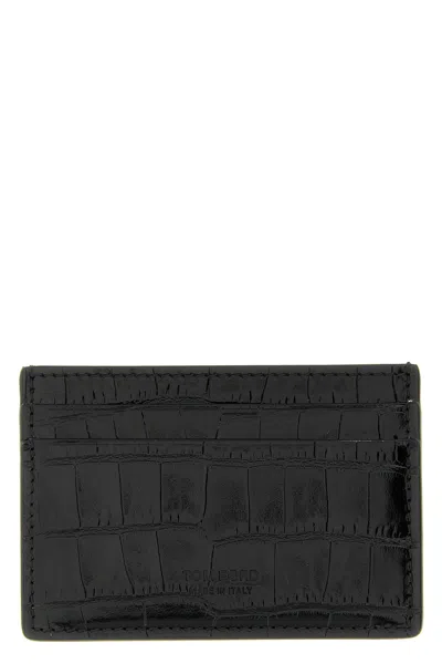 Tom Ford Crocodile Card Holder In Black