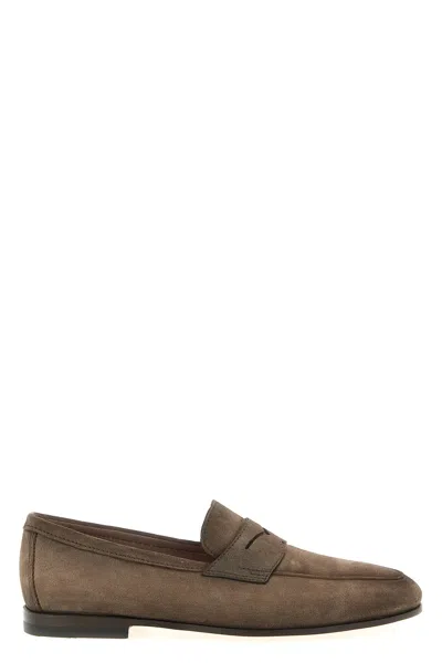 Santoni 'carlos' Loafers In Brown