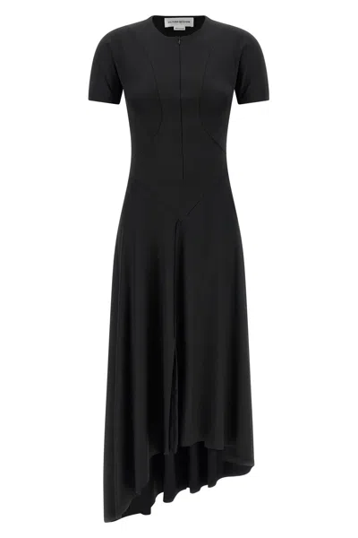 Victoria Beckham Women Black Crew Neck Midi Dress, S Luxury Dresses For Women Darveys In Black