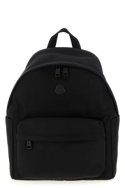 Moncler Pierrick Nylon Backpack Large Front Pocket In Black
