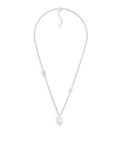 Dior Sparkle Pendant Necklace Brass With Silver-tone Finish In Metallic