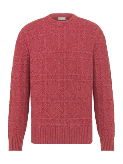 Dior Pink Cable Knit Cashmere Sweater In Pink