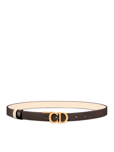 Dior Reversible Saddle Belt In Smooth Calfskin In Brown