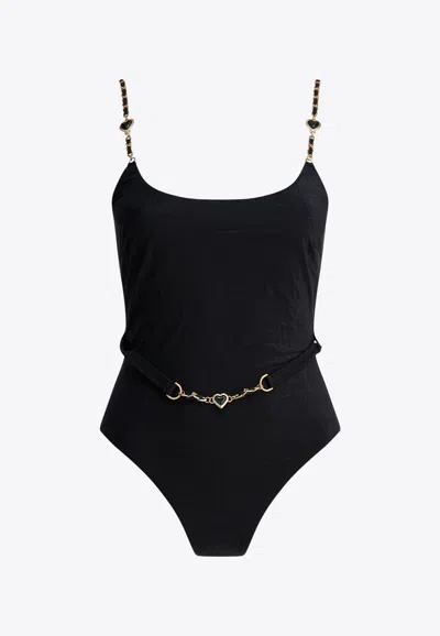 Zimmermann Daylight Chain Scoop One-piece Swimsuit In Black