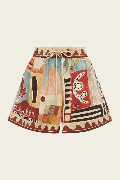 Alemais Michelle Abstract-print Shorts In Multi