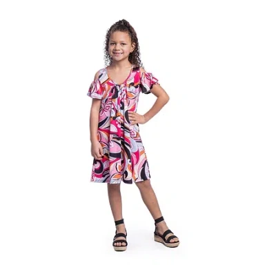 24sevenkid Big Kid Girls Short Sleeve A-line Dress In Multi