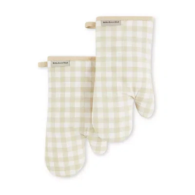 Kitchenaid Gingham 2-pc. Oven Mitt Set In Neutral