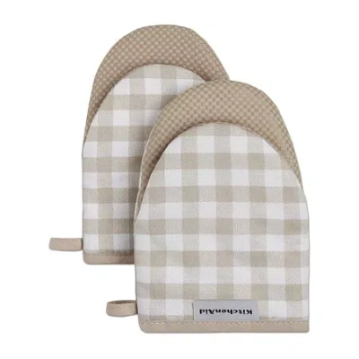 Kitchenaid Gingham 2-pc. Mini Oven Mitt Set In Neutral