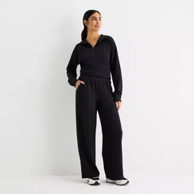 Xersion Scuba Luxe Womens Straight Mid Rise Active Pull-on Pant In Black