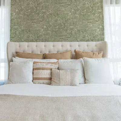 Tempaper Jungle Toile Peel & Stick Wallpaper In Red