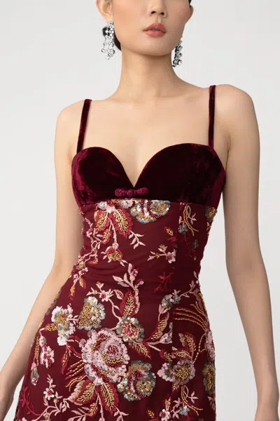 Sau Lee Aura Dress In Burgundy