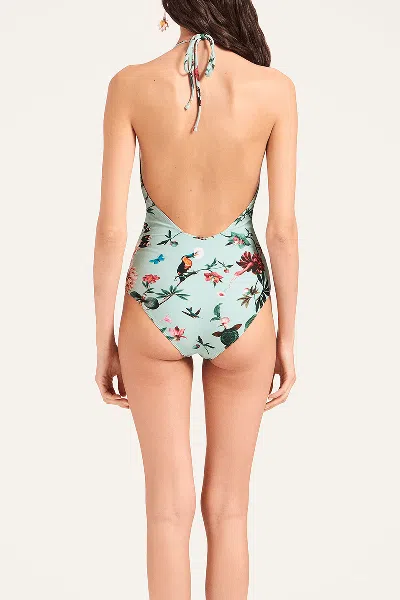 La Doublej Sexy Swimsuit In Zooflora Mini Light Blue In Blue