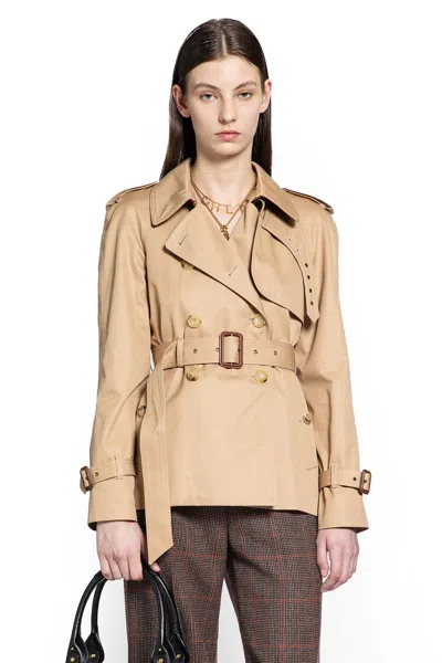 Chloé Belted Double-breasted Overcoats Epaulettes In Brown