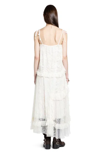 Chloé Thin Strap Long Dress In Embroidered Lace In White