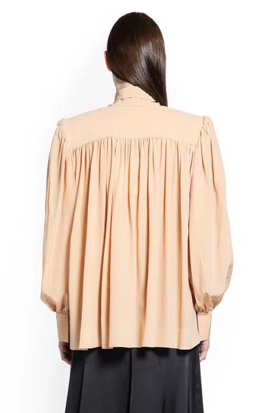 Chloé Oversized Gathered Lavallière Blouse In Neutral