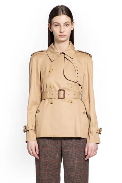 Chloé Belted Double-breasted Overcoats Epaulettes In Brown