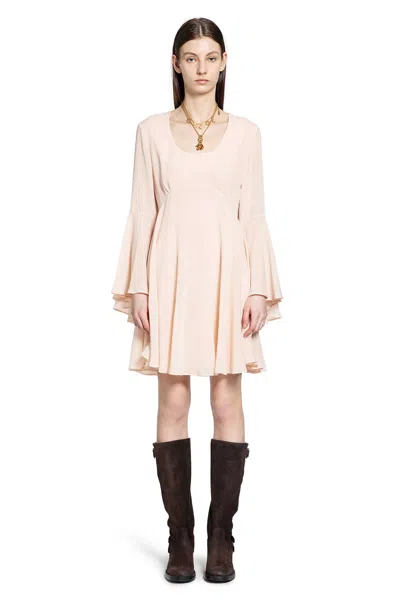 Chloé Flared Silk Georgette Mini Dress In White