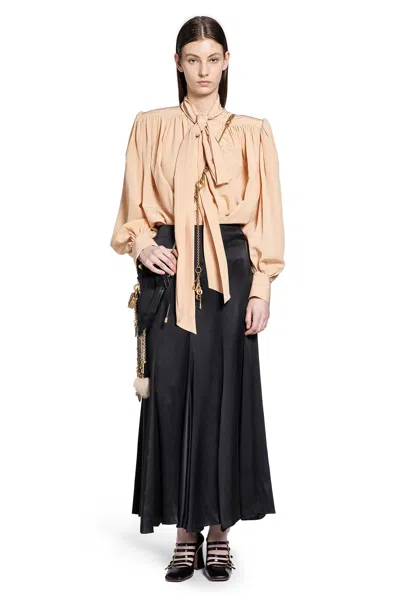 Chloé Oversized Gathered Lavallière Blouse In Neutral