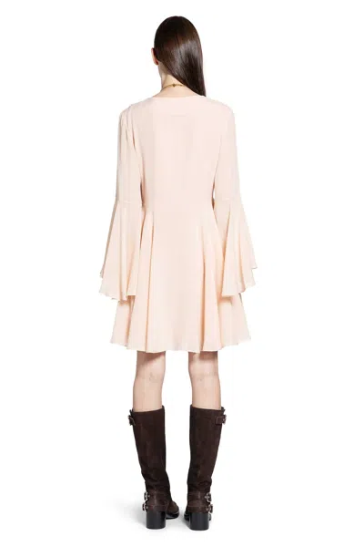 Chloé Flared Silk Georgette Mini Dress In White