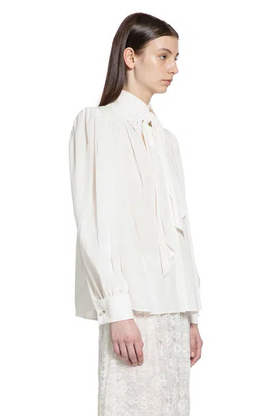 Chloé Gathered Scarf-tie Blouse In White
