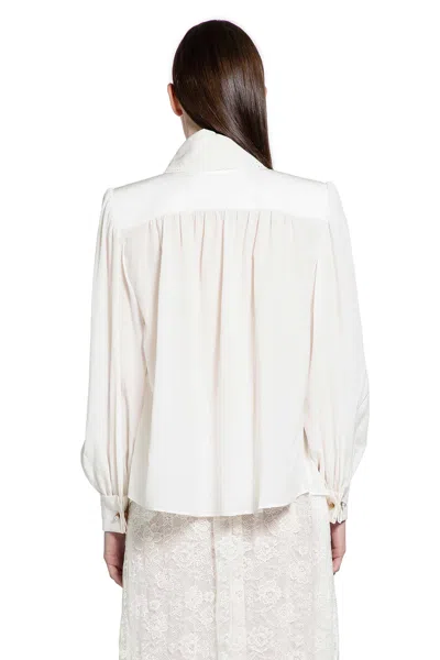 Chloé Gathered Scarf-tie Blouse In White