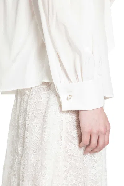 Chloé Gathered Scarf-tie Blouse In White