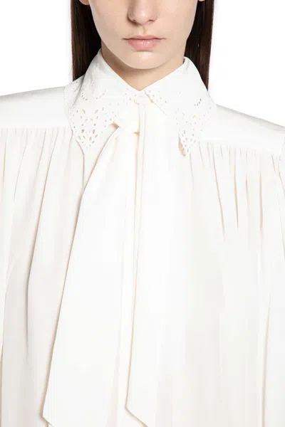 Chloé Gathered Scarf-tie Blouse In White