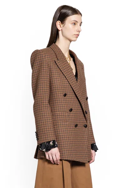 Chloé Houndstooth Wool Blazer In Brown