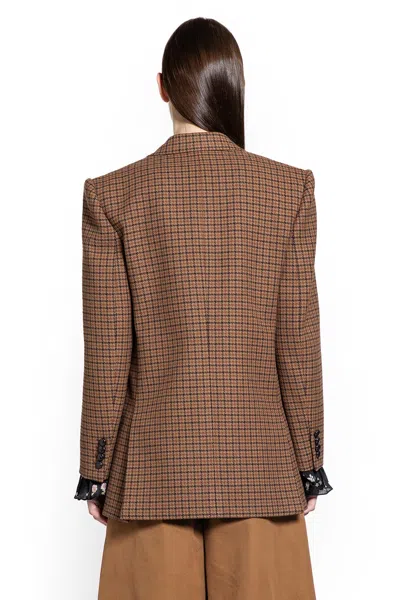Chloé Houndstooth Wool Blazer In Brown