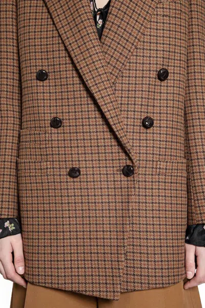 Chloé Houndstooth Wool Blazer In Brown