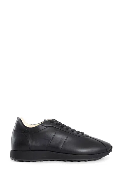 The Row Round Toe Rubber Sole Smooth Finish Sneakers In Black