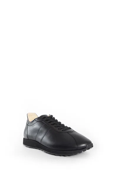 The Row Round Toe Rubber Sole Smooth Finish Sneakers In Black
