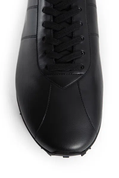 The Row Round Toe Rubber Sole Smooth Finish Sneakers In Black