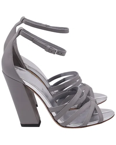 Burberry Women's Leather  Hove Heel Ankle Strap Sandal (authentic Pre-  Loved) In Gray
