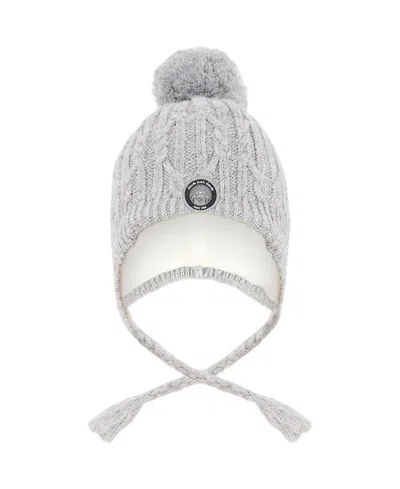 Deux Par Deux Unisex Lined Winter Hat With Pompom - Little Kid, Big Kid In Gray