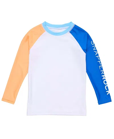 Snapper Rock Boys' Blue Papaya Ls Rash Top - Little Kid, Big Kid In White