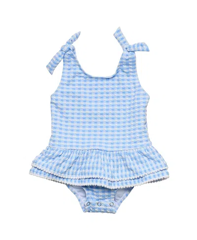 Snapper Rock Girls' Seaside Gingham Skirt Swimsuit - Little Kid In Blue