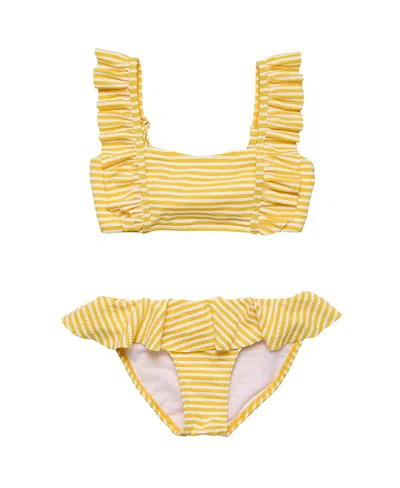 Snapper Rock Girls' Sunshine Stripe Frilled Bikini - Little Kid, Big Kid In Yellow