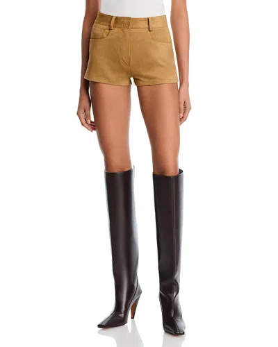 Norma Kamali High Waist Jean Shorts In Brown